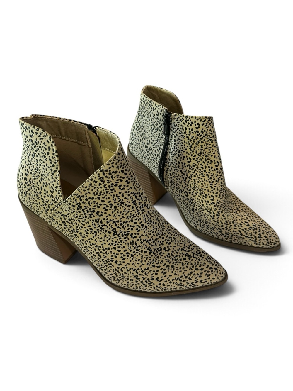 Serra Beige and Black Animal-Print Ankle Booties